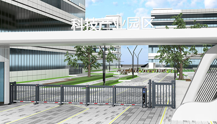 某科技產業園區采用 “安快” 柵欄款段滑門效果圖