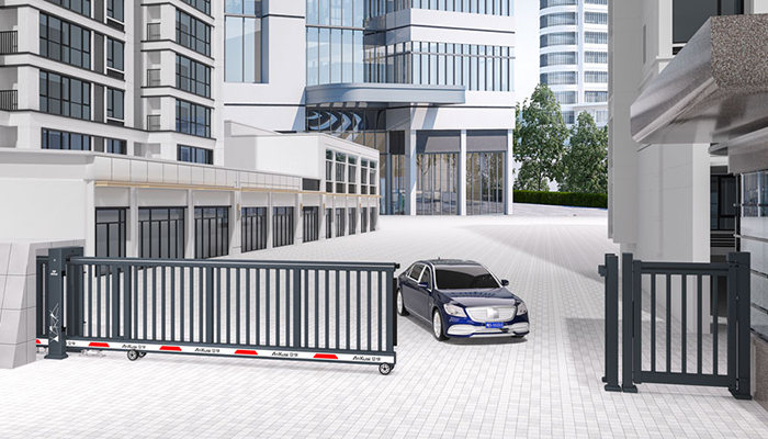 某商業大廈采用 “安快” 柵欄款平移門效果圖